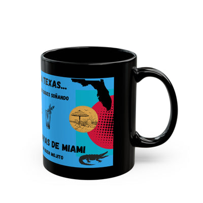 Fun Black Mug, Texas vs Miami Theme, Perfect Gift for Coffee Lovers, Birthday, Parties, Moving to Texas, Leaving Miami, Texas - NOTALIFY