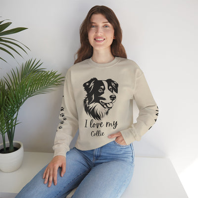 Collie Lover Sweatshirt, Pet's Name Personalized Gift Idea, Collie Dog Owner Apparel, Custom Dog Paw Print Jumper, Comfy Crewneck - NOTALIFY