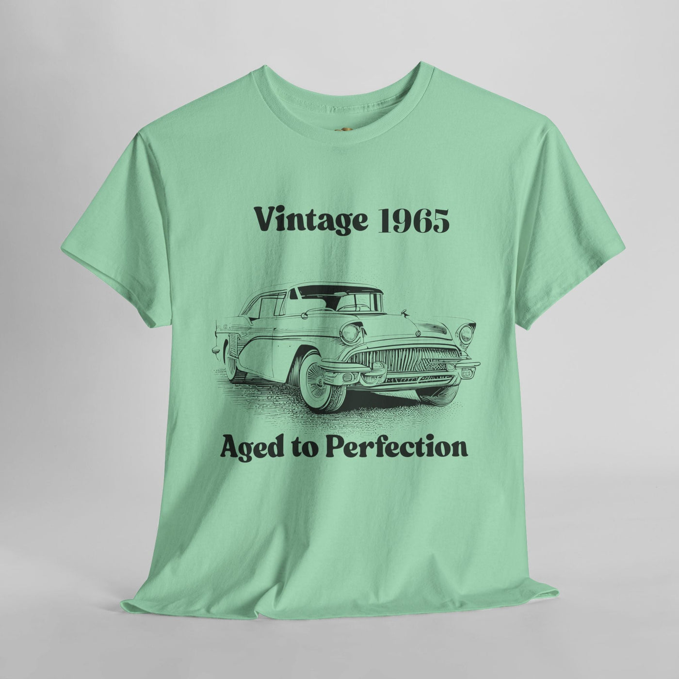 Vintage Aged to Perfection t-shirt with retro car illustration, funny birthday gift for car enthusiasts.