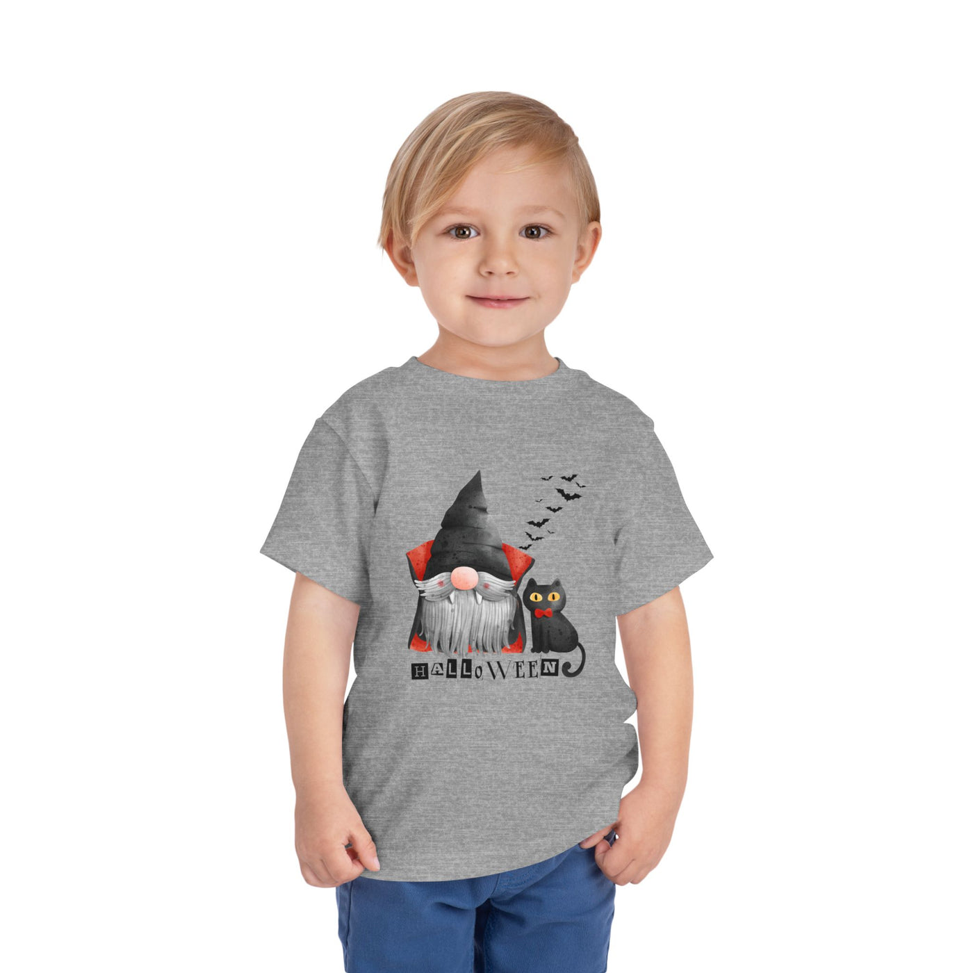 NOTALIFY Boo Halloween Gnome-CAT Toddler T-Shirt | Cute Fall Tee with Candy Bucket | Soft Cotton Short Sleeve | Spooky Outfit