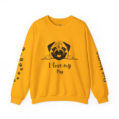Pug Dog Lover Sweatshirt, Pet's Name Personalized Gift Idea, Pug Dog Owner Apparel, Custom Dog Paw Print Jumper, Comfy Crewneck - NOTALIFY