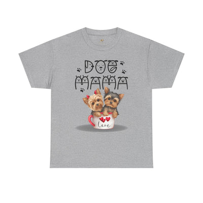 Dog Mama Unisex Tee with playful animal print, perfect for dog lovers.
