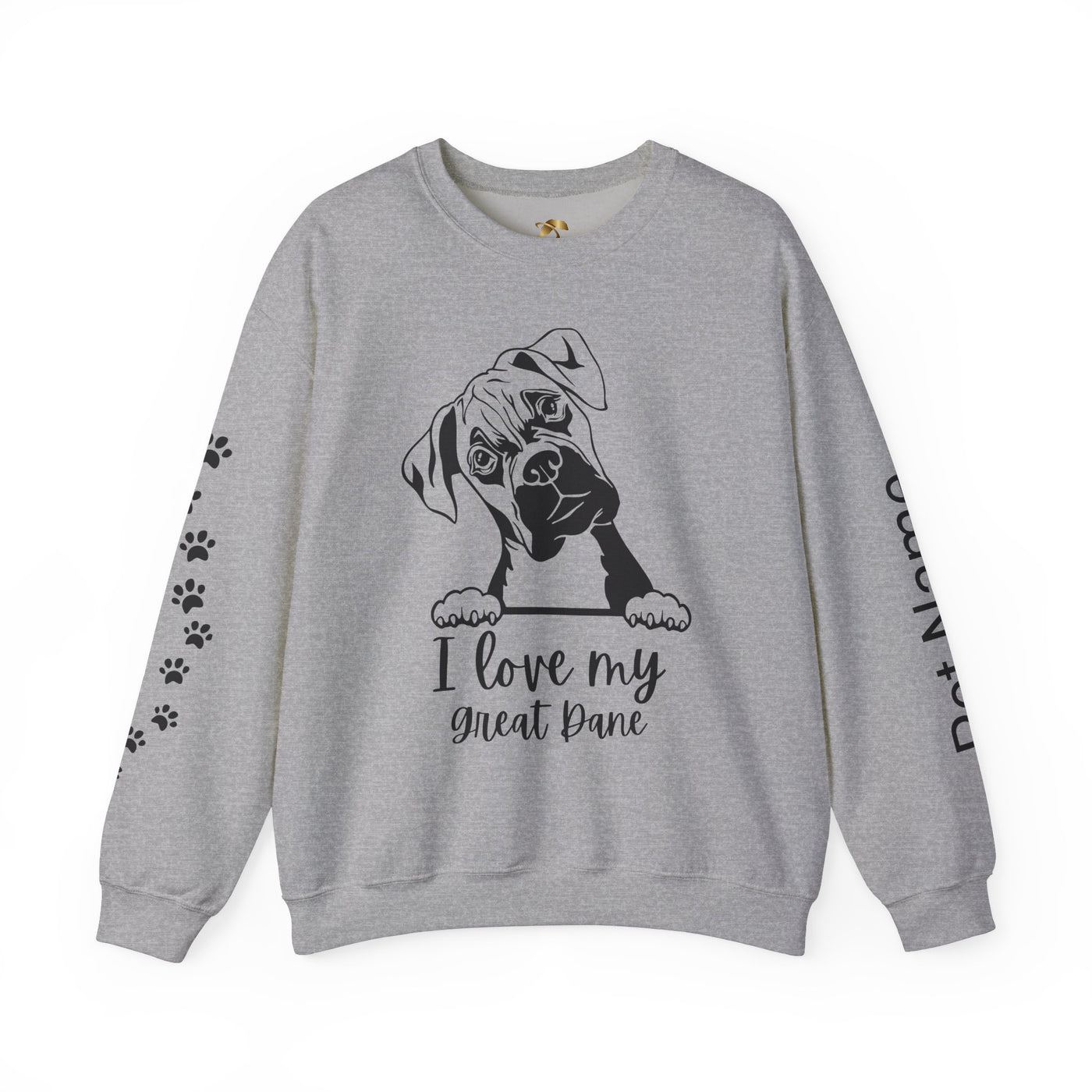 Great Dane Lover Sweatshirt, Pet's Name Personalized Gift Idea, Great Dane Dog Owner Apparel, Custom Dog Paw Print Jumper, Comfy Crewneck - NOTALIFY