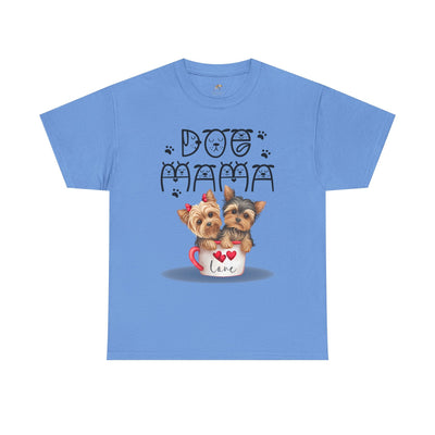 Dog Mama Unisex Tee with playful animal print design for dog lovers.