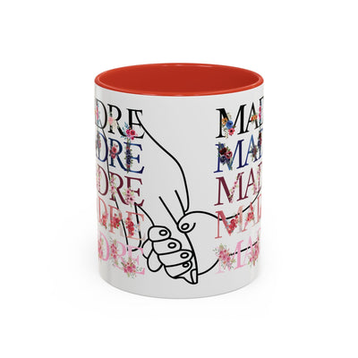 Mother's Day Mug, Accent Coffee Cup with Flowers and Names, Gift for M