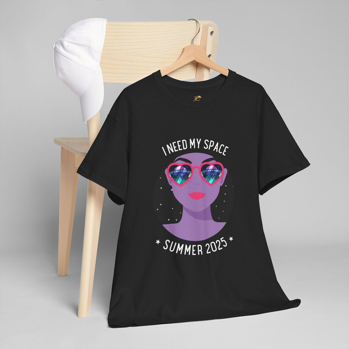 Astronaut Space Vibes Tee on display, featuring "I Need My Space Summer 2023" graphic with cosmic theme, ideal for space lovers.