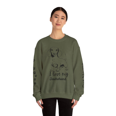Dachshund Dog Lover Sweatshirt, Pet's Name Personalized Gift Idea, Dachshund Dog Owner Apparel, Custom Dog Paw Print Jumper, Comfy Crewneck - NOTALIFY