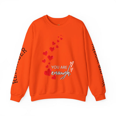 You are Enough Hearts Love Sweatshirt - Unisex Heavy Blend Crewneck, Gift for Him Her, Ultimate Comfort, Every Season, Unisex Sweatshirt - NOTALIFY