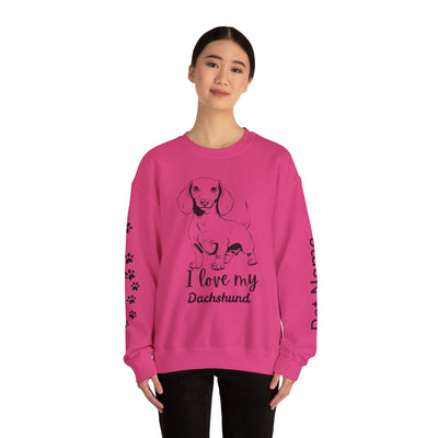 Dachshund Dog Lover Sweatshirt, Pet's Name Personalized Gift Idea, Dachshund Dog Owner Apparel, Custom Dog Paw Print Jumper, Comfy Crewneck