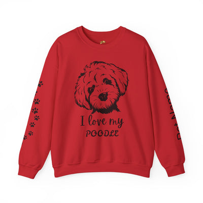 Poodle Dog Lover Sweatshirt, Pet's Name Personalized Gift Idea, Poodle Dog Owner Apparel, Custom Dog Paw Print Jumper, Comfy Crewneck - NOTALIFY