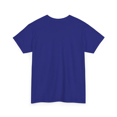 Blue unisex tee with "Be Kind, Rewind Often" retro slogan, classic fit, nostalgic style.