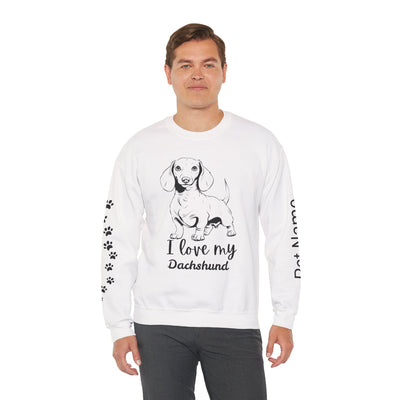 Dachshund Dog Lover Sweatshirt, Pet's Name Personalized Gift Idea, Dachshund Dog Owner Apparel, Custom Dog Paw Print Jumper, Comfy Crewneck - NOTALIFY