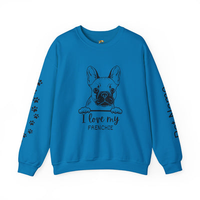 Frenchie Dog Lover Sweatshirt, Pet's Name Personalized Gift Idea, Frenchie Dog Owner Apparel, Custom Dog Paw Print Jumper, Comfy Crewneck
