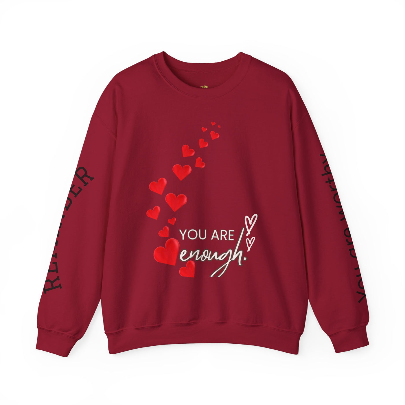 You are Enough Hearts Love Sweatshirt - Unisex Heavy Blend Crewneck, Gift for Him Her, Ultimate Comfort, Every Season, Unisex Sweatshirt - NOTALIFY