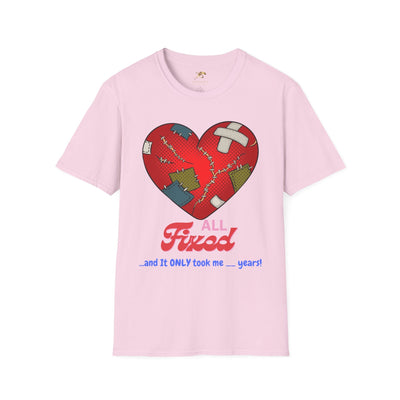 Unisex Valentine's Day t-shirt with fixed heart design, 100% cotton, romantic couples' gift.