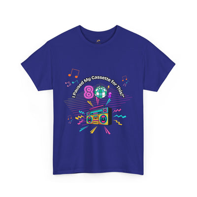 Retro Cassette Tape Unisex Heavy Cotton Tee, Vintage Music Lover Shirt, 80s Nostalgia Graphic Tee, Pause Cassette Player Shirt, Mixtape Fan - NOTALIFY