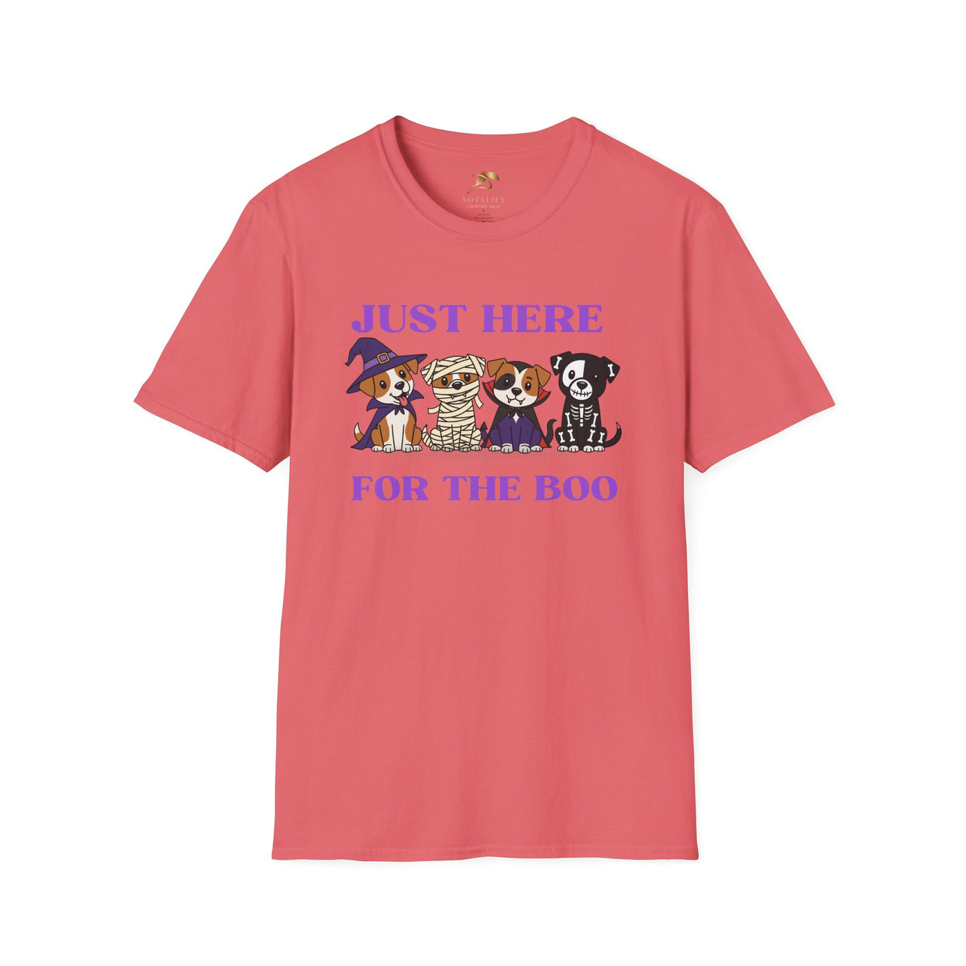 NOTALIFY Just Here for the Boo Dog Halloween TEE | Cute Puppy Costume | Soft Cotton | Fun Fall Outfit for Kids & Adults