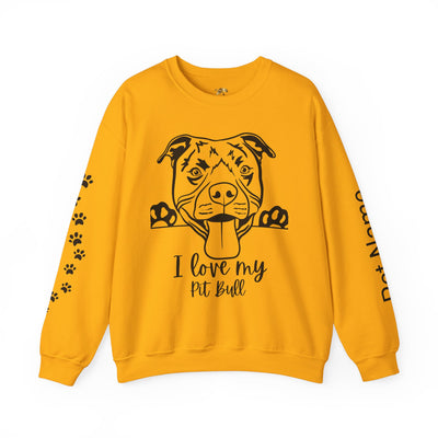 Pit Bull Lover Sweatshirt, Pet's Name Personalized Gift Idea, Pit Bull Dog Owner Apparel, Custom Dog Paw Print Jumper, Comfy Crewneck - NOTALIFY