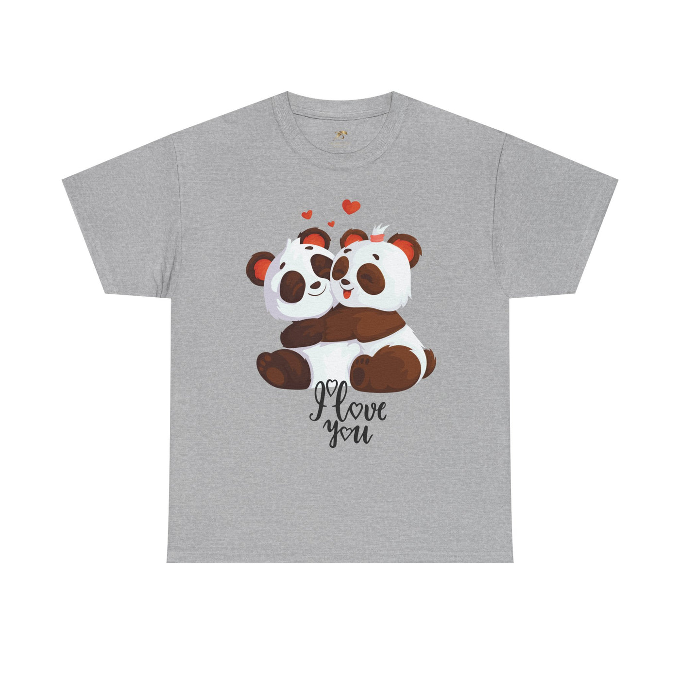 Romantic Panda Tee, Romantic Graphic T-shirt, two panda bears hugging each other with an I love you message - NOTALIFY