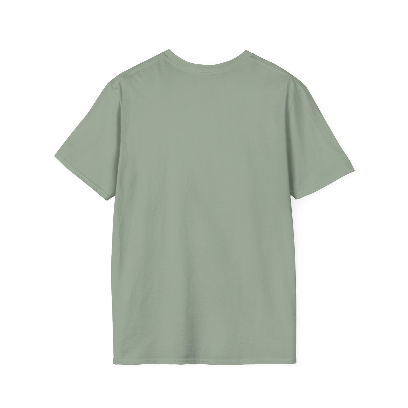 Back view of a sage green No Fear No Limits motivational youth day unisex t-shirt with classic fit and crew neckline