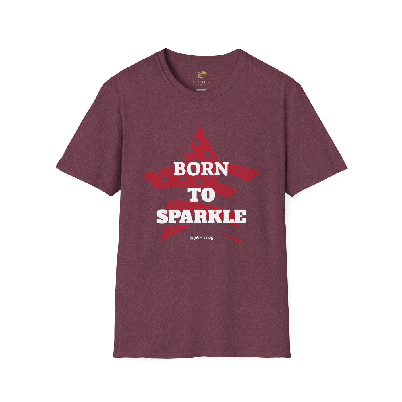 Born to Sparkle Patriotic T-Shirt for July 4th, unisex softstyle in red with star and text design.