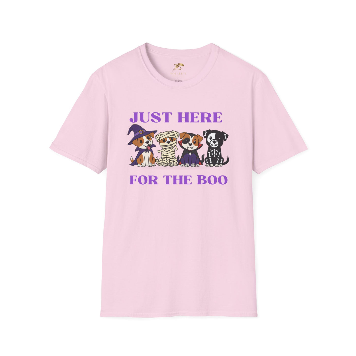 NOTALIFY Just Here for the Boo Dog Halloween TEE | Cute Puppy Costume | Soft Cotton | Fun Fall Outfit for Kids & Adults