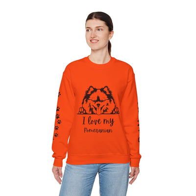 Pomeranian Lover Sweatshirt, Pet's Name Personalized Gift Idea, Pomeranian Dog Owner Apparel, Custom Dog Paw Print Jumper, Comfy Crewneck - NOTALIFY