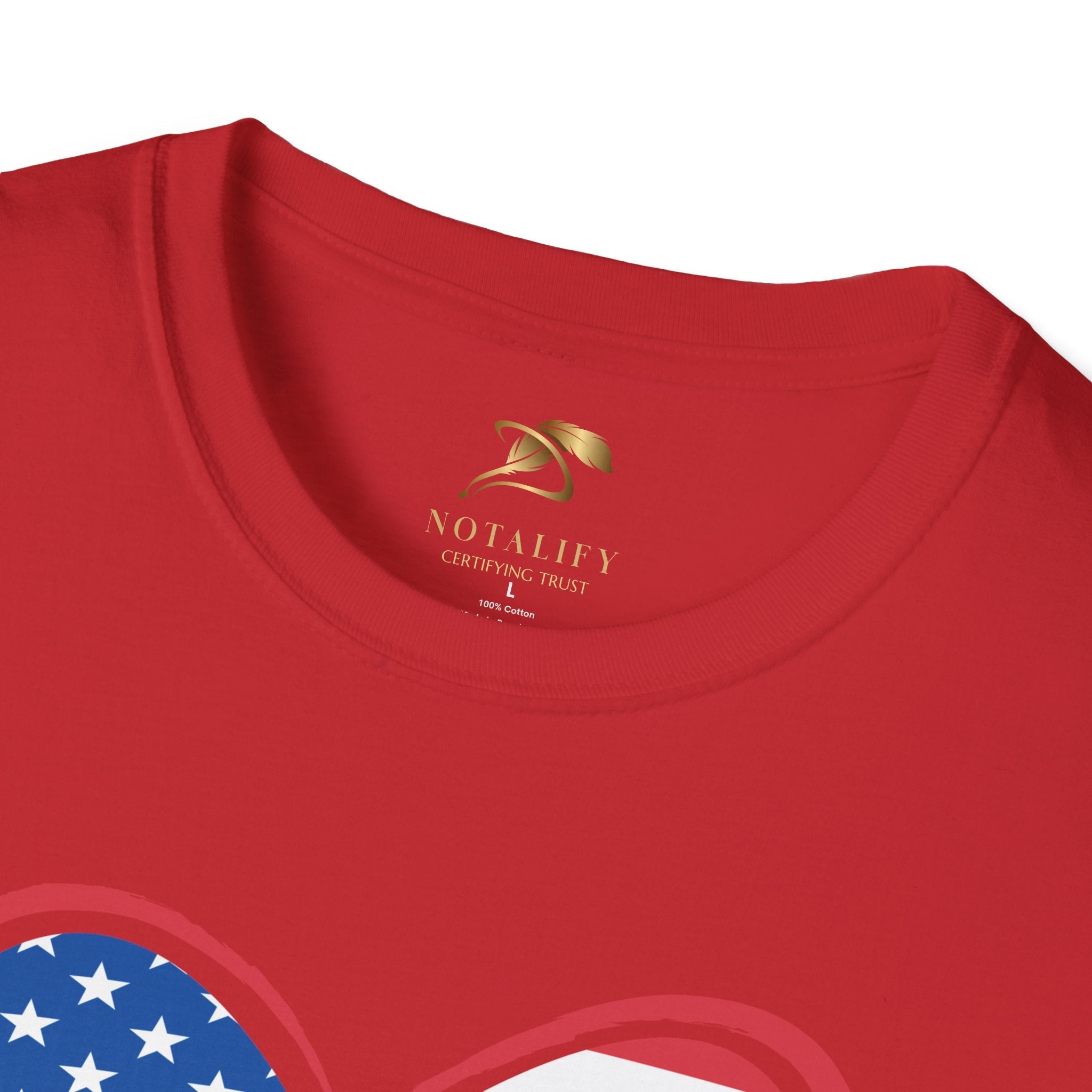 LOVE USA Patriotic T-Shirt, unisex red tee with American flag design, perfect for Independence Day celebrations and casual use.