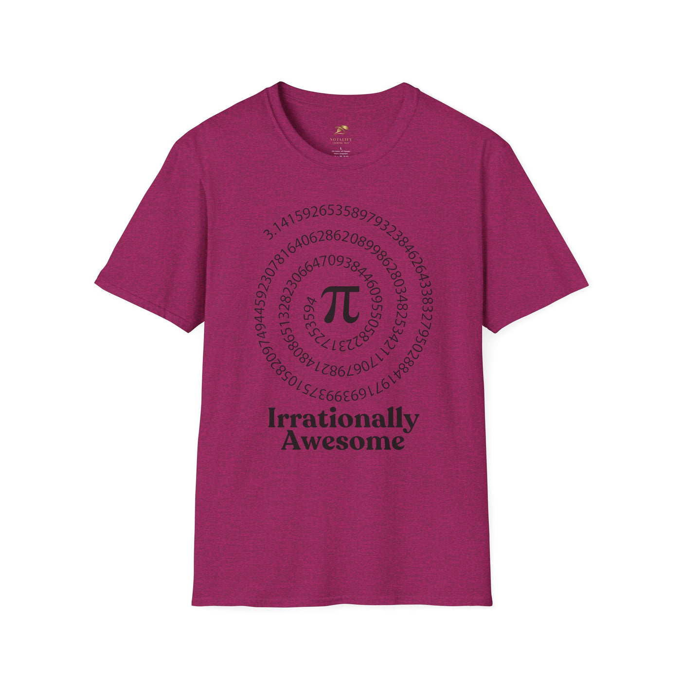 Pi Day Unisex Softstyle T-Shirt, Math Geek Gift, Irrationally Awesome Tee, March 14 Celebration Shirt, Mathematics Lover Top - NOTALIFY