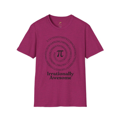 Pi Day Unisex Softstyle T-Shirt, Math Geek Gift, Irrationally Awesome Tee, March 14 Celebration Shirt, Mathematics Lover Top - NOTALIFY