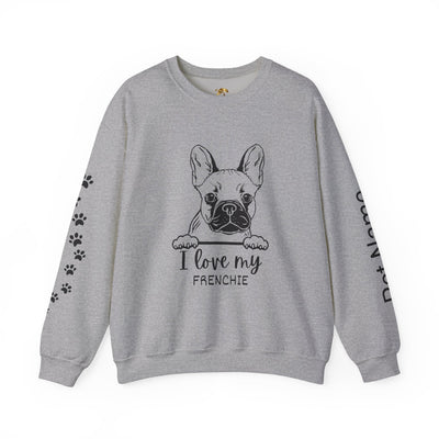 Frenchie Dog Lover Sweatshirt, Pet's Name Personalized Gift Idea, Frenchie Dog Owner Apparel, Custom Dog Paw Print Jumper, Comfy Crewneck