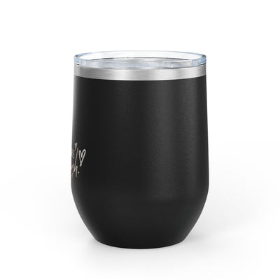 Positive Affirmation Wine Tumbler, 12oz stainless steel insulated cup with a leak-proof lid.