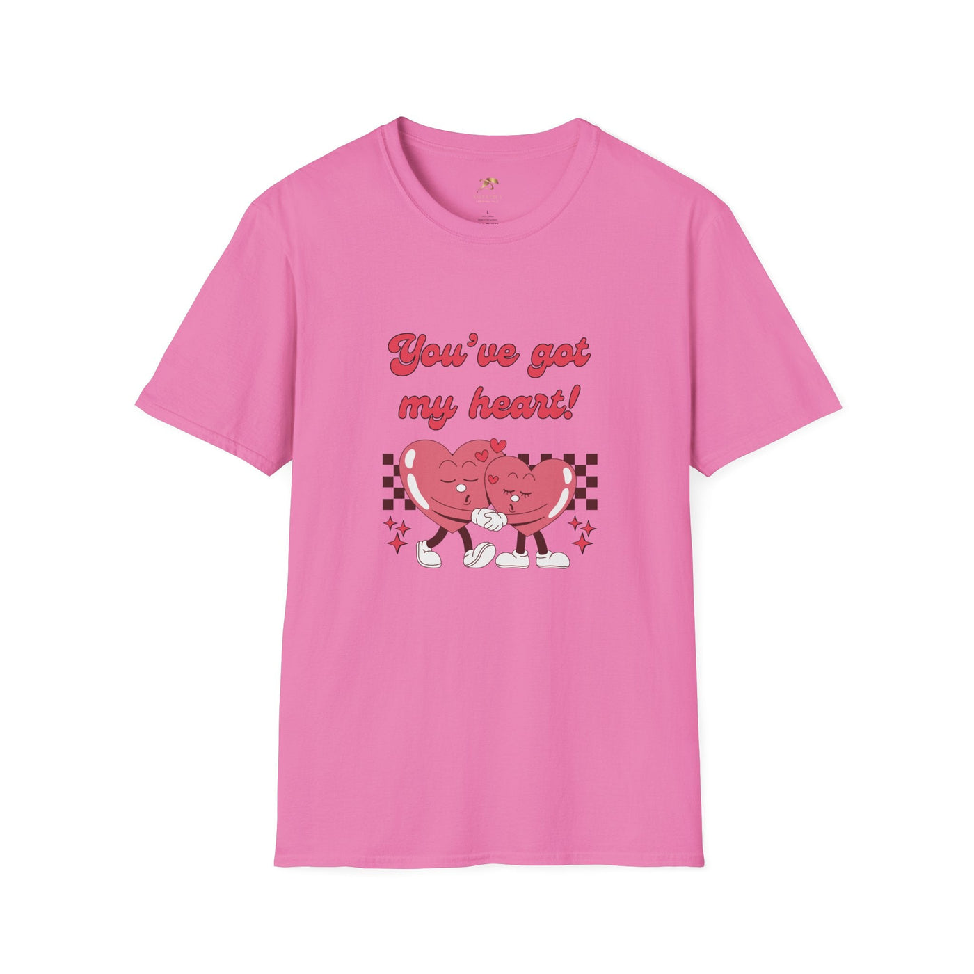 Heart Graphic Tee with "You've got my heart" design on pink, unisex Valentine's Day shirt.
