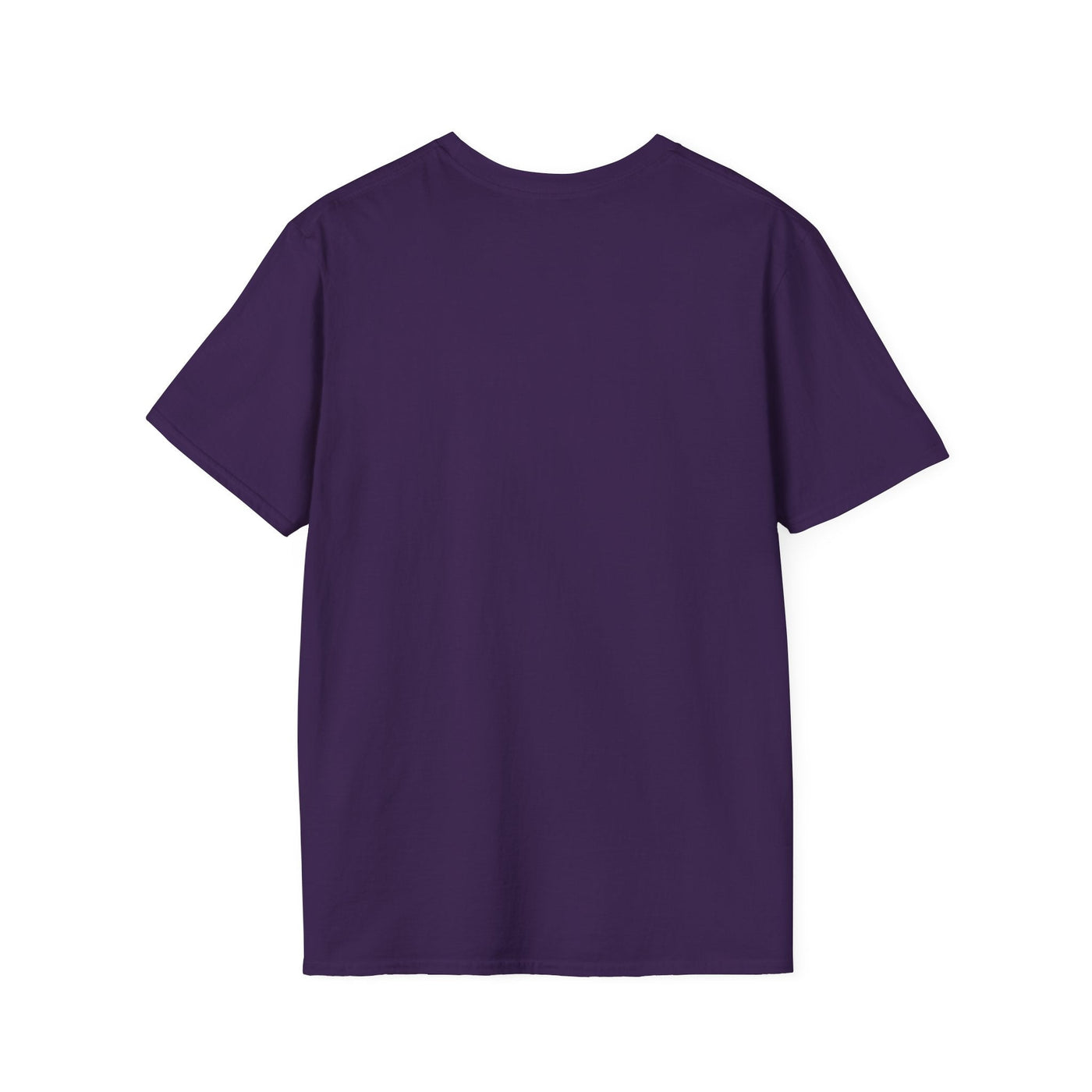 Back view of a plain purple unisex classic fit cotton t-shirt with crew neckline, lightweight and comfortable for daily wear.