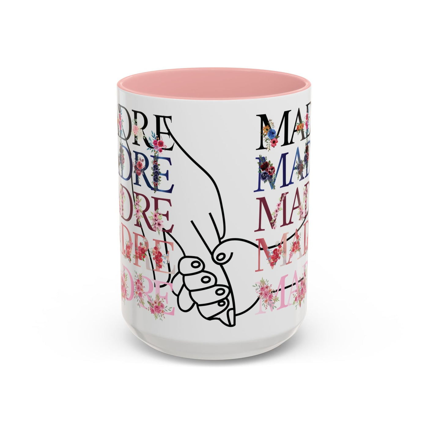Mother's Day Mug, Accent Coffee Cup with Flowers and Names, Gift for M
