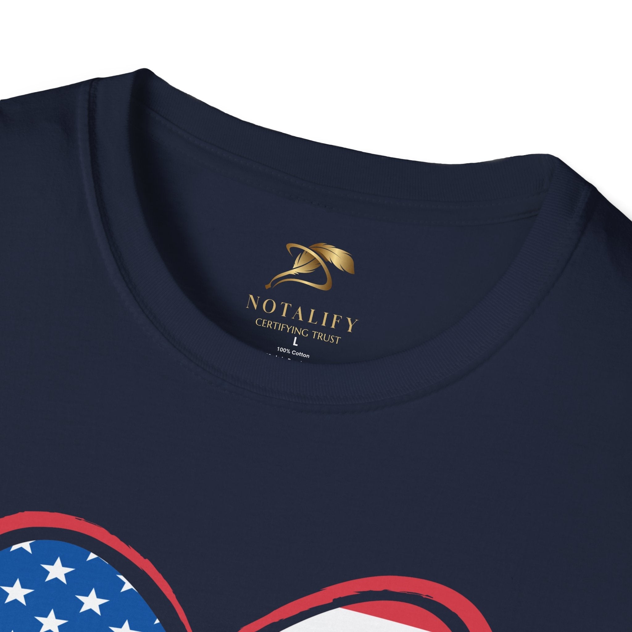 LOVE USA Patriotic T-Shirt with American flag heart design, unisex tee suitable for Independence Day celebrations and casual wear.