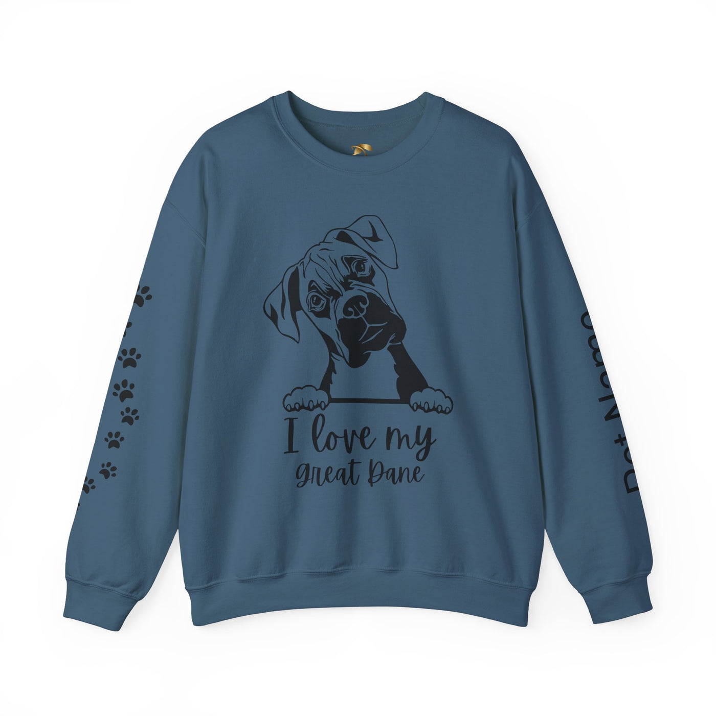 Great Dane Lover Sweatshirt, Pet's Name Personalized Gift Idea, Great Dane Dog Owner Apparel, Custom Dog Paw Print Jumper, Comfy Crewneck - NOTALIFY