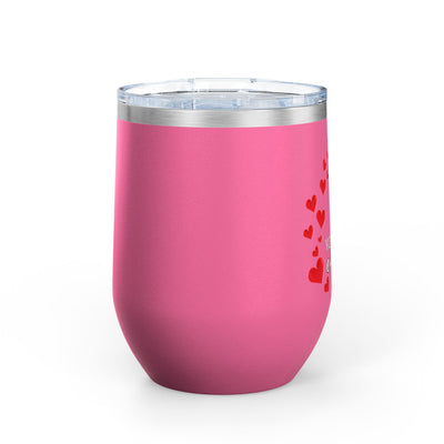 Positive Affirmation Wine Tumbler, pink stainless steel, 12oz, double-wall insulated, leak-proof lid.