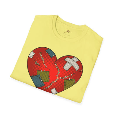Unisex "Heart Fixed Enamorados" T-Shirt with broken heart design, perfect Valentine's Day gift for couples.
