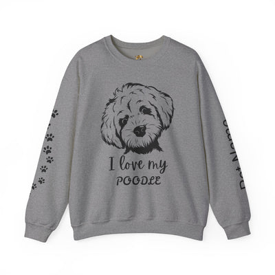 Poodle Dog Lover Sweatshirt, Pet's Name Personalized Gift Idea, Poodle Dog Owner Apparel, Custom Dog Paw Print Jumper, Comfy Crewneck - NOTALIFY