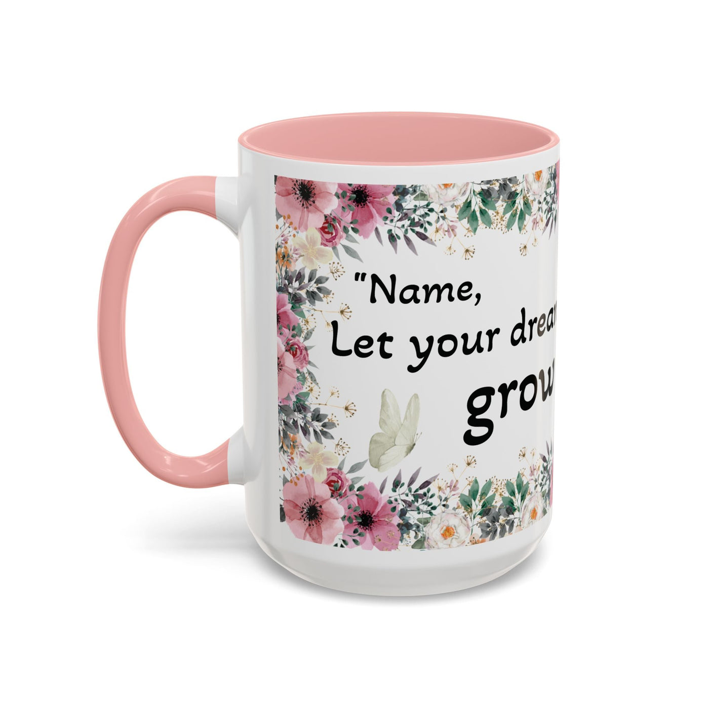 Inspirational quote mug with wildflower design, perfect for garden lovers.