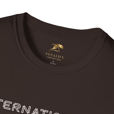 Unisex softstyle black t-shirt with crew neckline celebrating International Youth Day, made from 100% ring-spun cotton