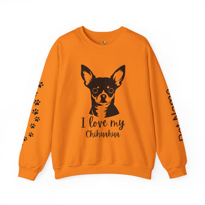 Chihuahua Lover Sweatshirt, Pet's Name Personalized Gift Idea, Chihuahua Dog Owner Apparel, Custom Dog Paw Print Jumper, Comfy Crewneck - NOTALIFY