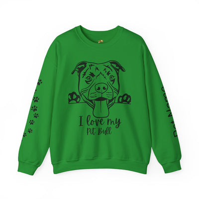 Pit Bull Lover Sweatshirt, Pet's Name Personalized Gift Idea, Pit Bull Dog Owner Apparel, Custom Dog Paw Print Jumper, Comfy Crewneck - NOTALIFY
