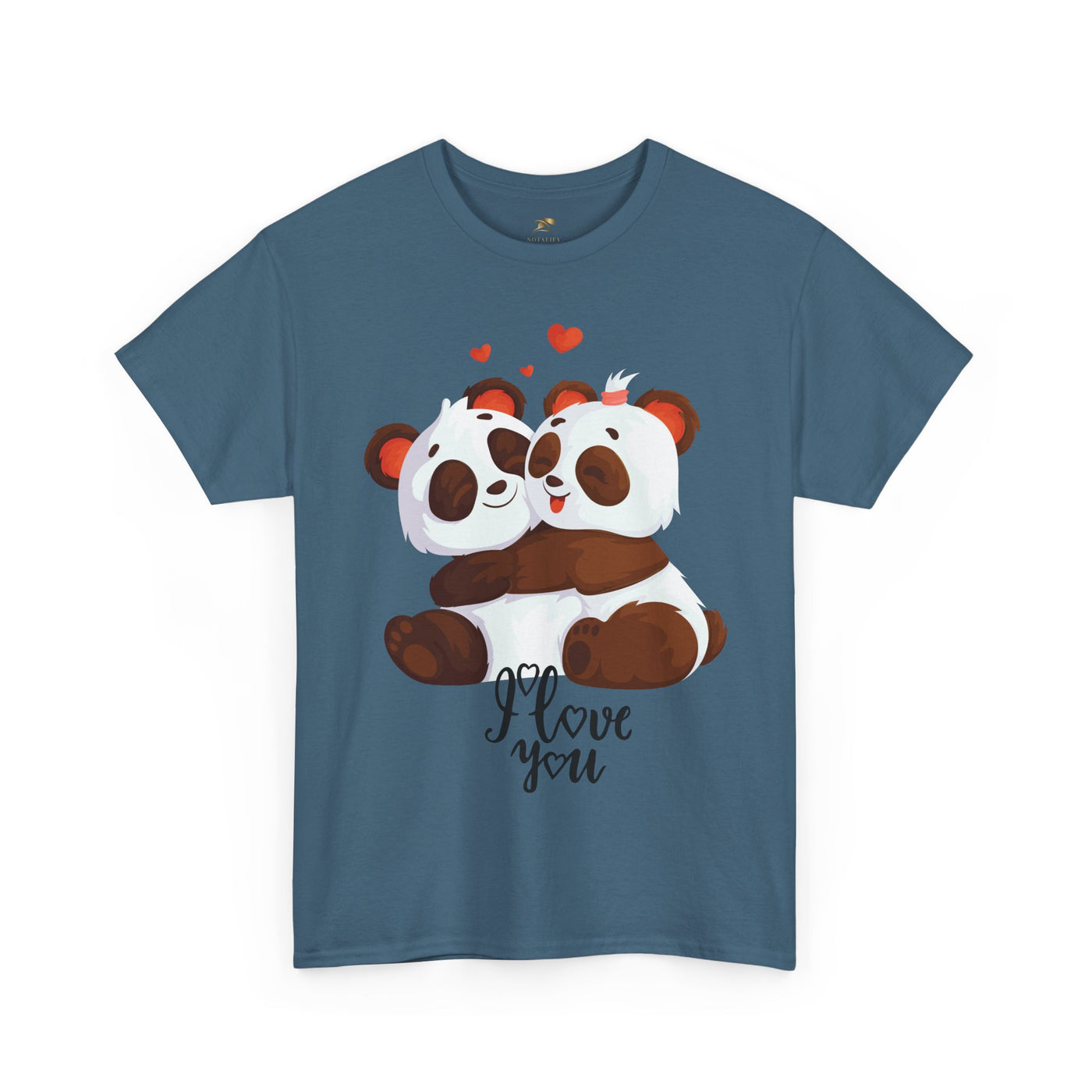 Romantic Panda Tee, Romantic Graphic T-shirt, two panda bears hugging each other with an I love you message - NOTALIFY