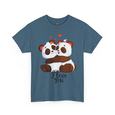 Romantic Panda Tee, Romantic Graphic T-shirt, two panda bears hugging each other with an I love you message - NOTALIFY