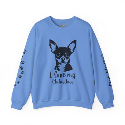 Chihuahua Lover Sweatshirt, Pet's Name Personalized Gift Idea, Chihuahua Dog Owner Apparel, Custom Dog Paw Print Jumper, Comfy Crewneck - NOTALIFY