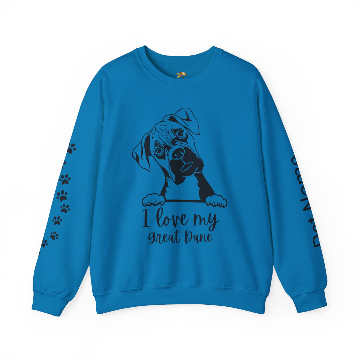 Great Dane Lover Sweatshirt, Pet's Name Personalized Gift Idea, Great Dane Dog Owner Apparel, Custom Dog Paw Print Jumper, Comfy Crewneck - NOTALIFY