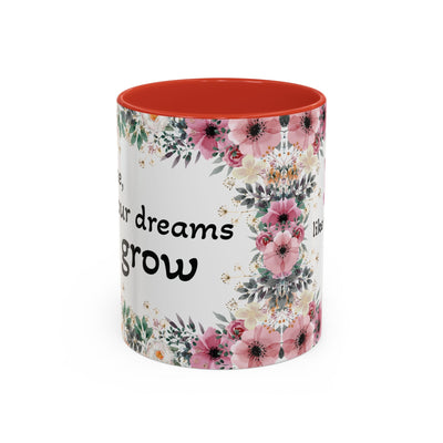 Inspirational quote mug with wildflower design, perfect gift for garden lovers.