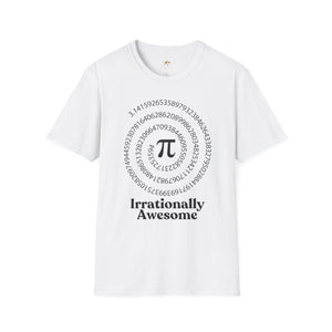 Pi Day Unisex Softstyle T-Shirt, Math Geek Gift, Irrationally Awesome Tee, March 14 Celebration Shirt, Mathematics Lover Top - NOTALIFY